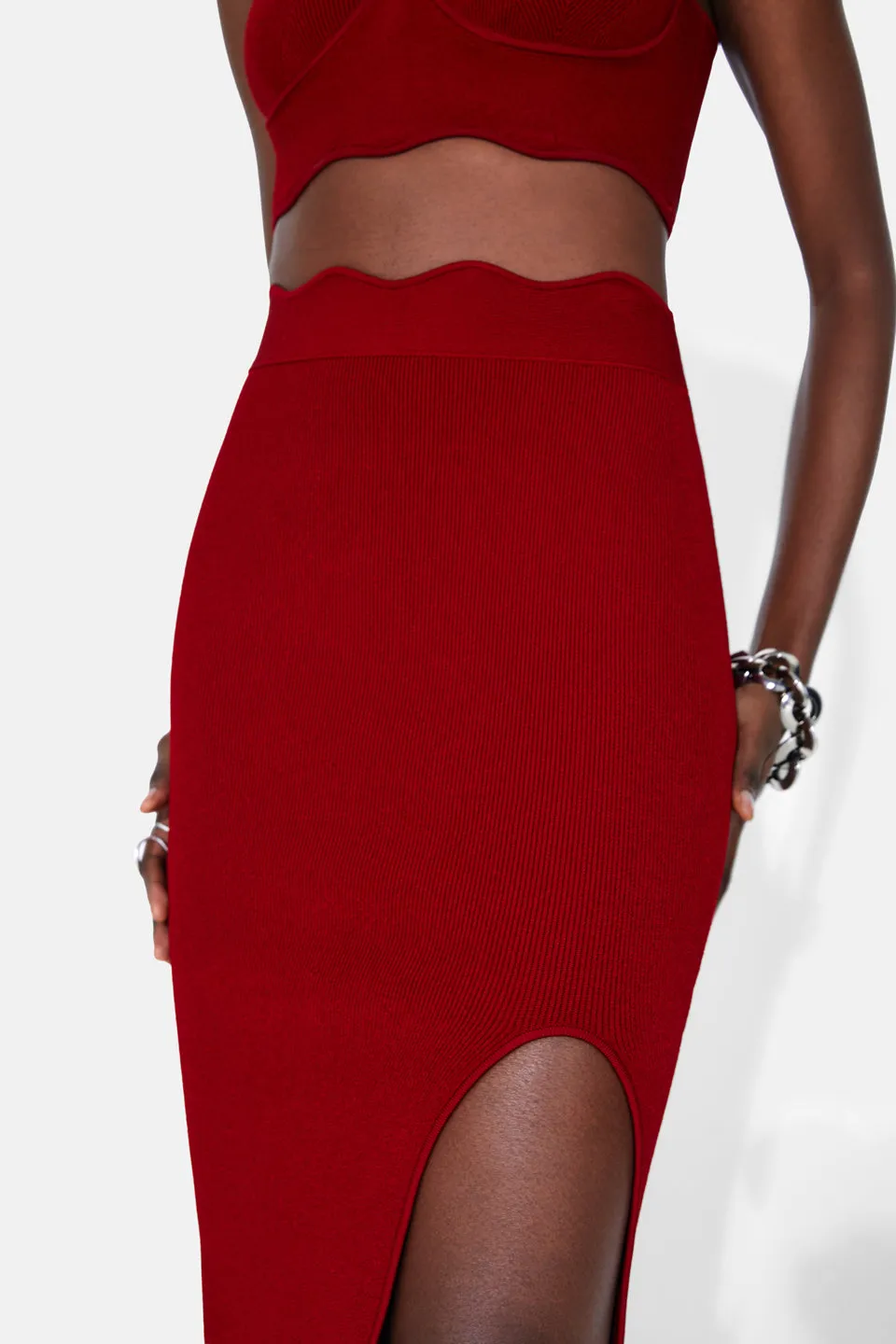 Delia Scalloped  Skirt - Rouge Piaf