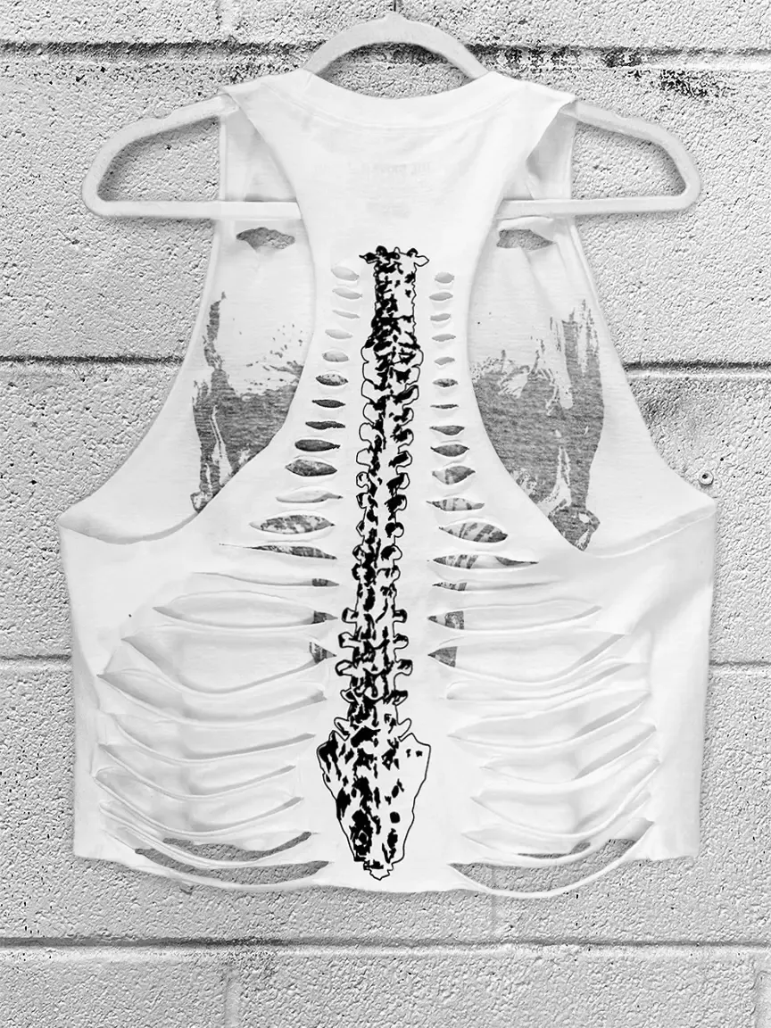 DESTRUCTION  CROP TANK TOP *WHITE*