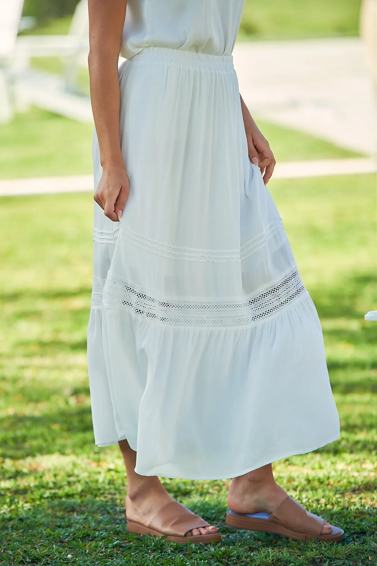 Dharma White Lace Maxi Skirt