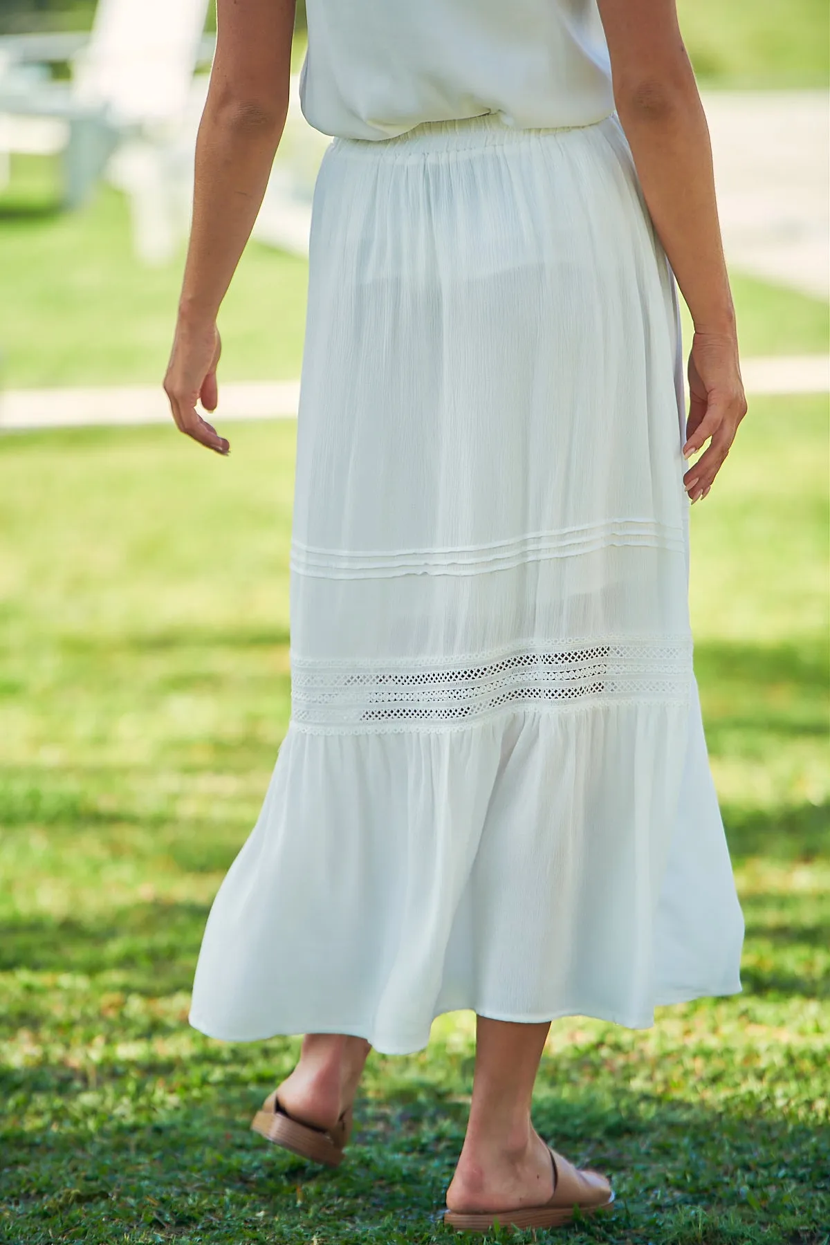 Dharma White Lace Maxi Skirt