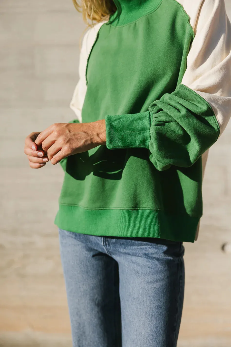 Drew Colorblock Sweatshirt in Green