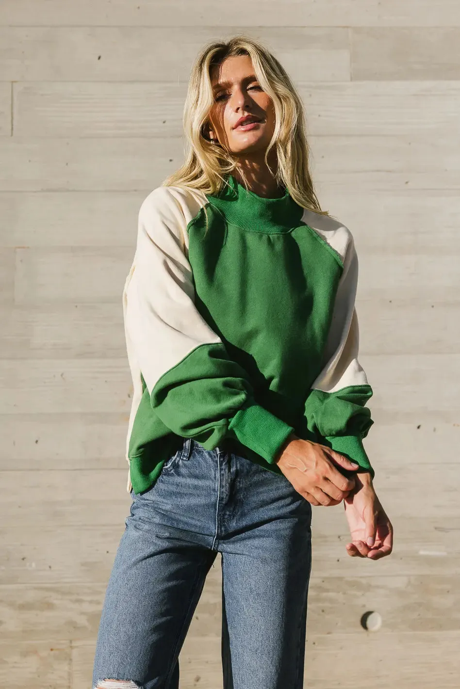 Drew Colorblock Sweatshirt in Green