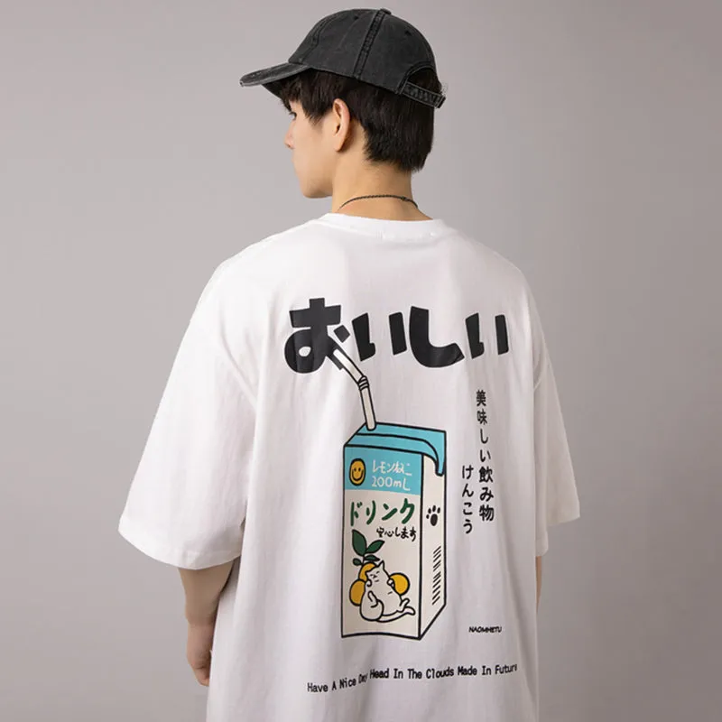 Drink Print Embroidery T Shirt