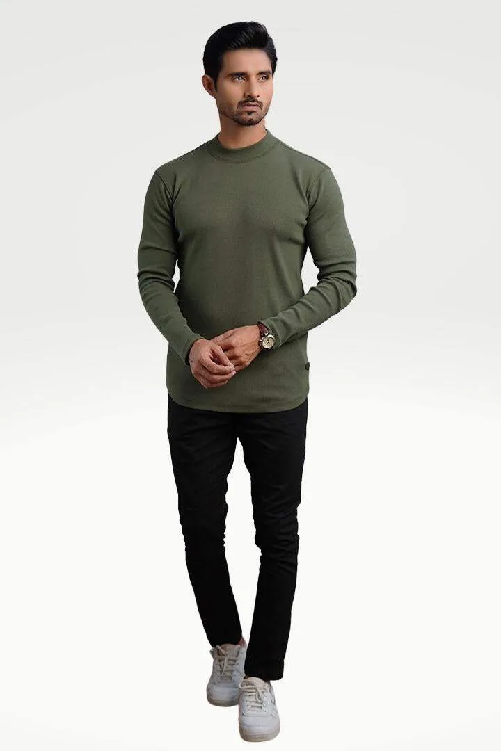 Earthy Green Mock Neck Sweatshirt