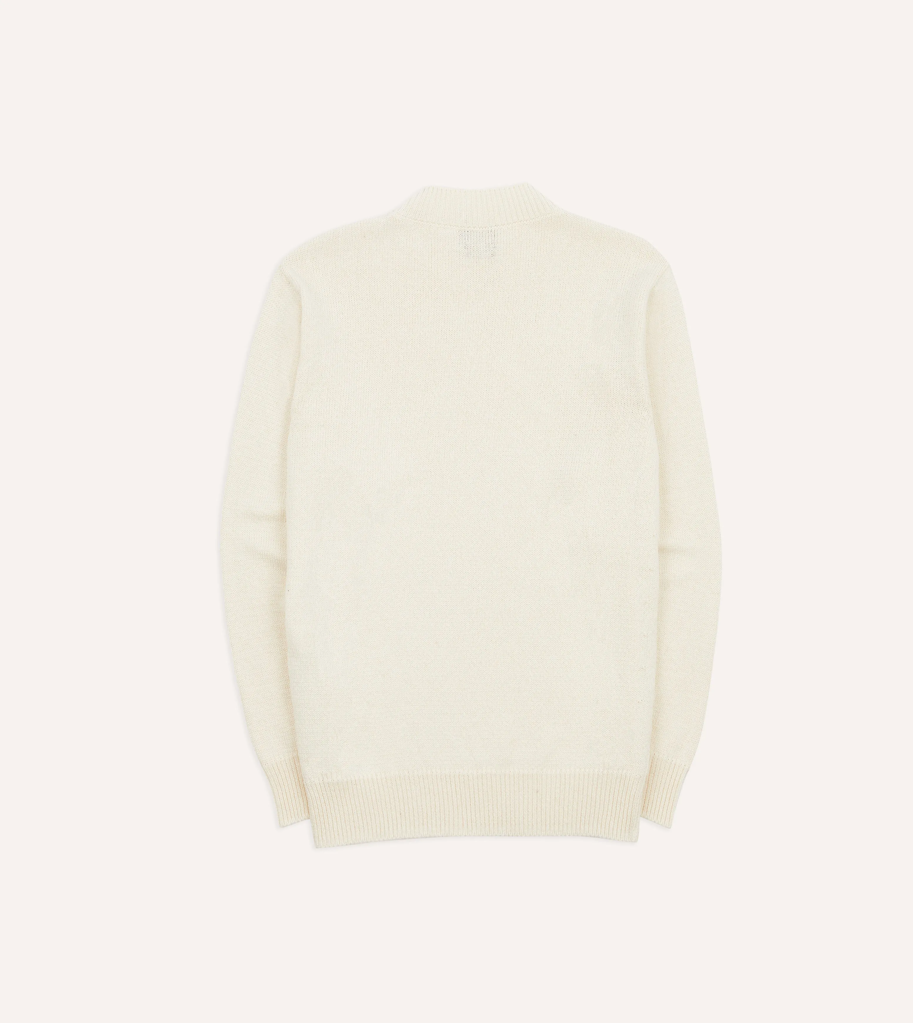 Ecru Cotton Mock Neck Jumper