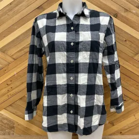 Eddie Bauer - Women's Flannel Shirt - MSRP $100: Black / white Plaid -women-SM