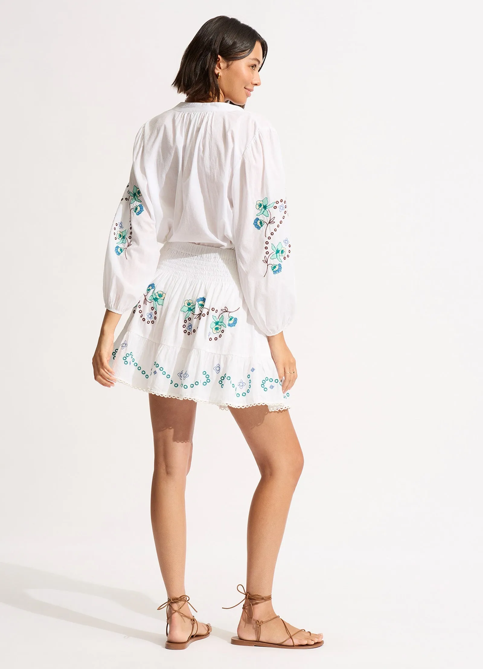 Eden Embroidery Skirt - White