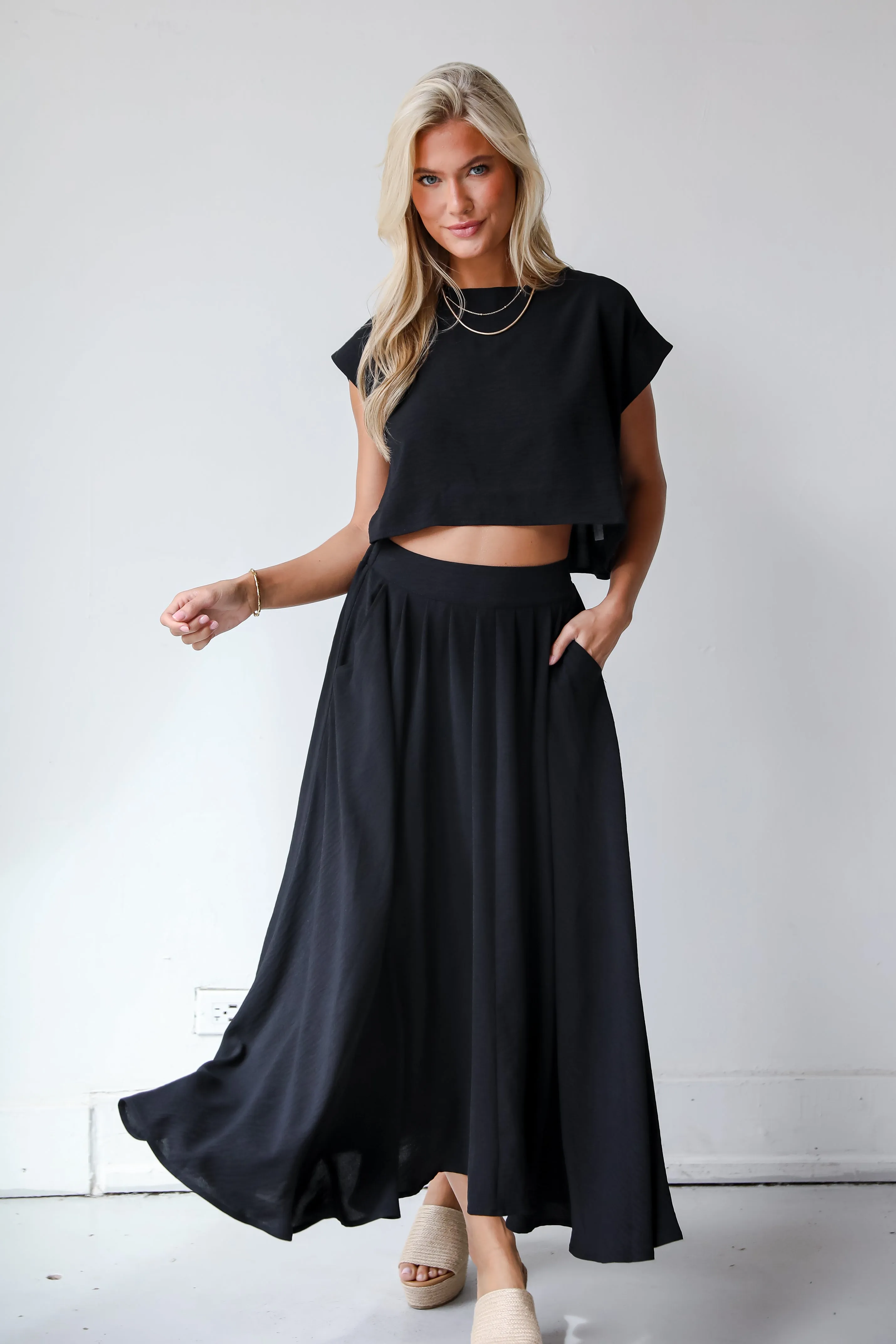 Effortless Escape Black Maxi Skirt - DU DEAL