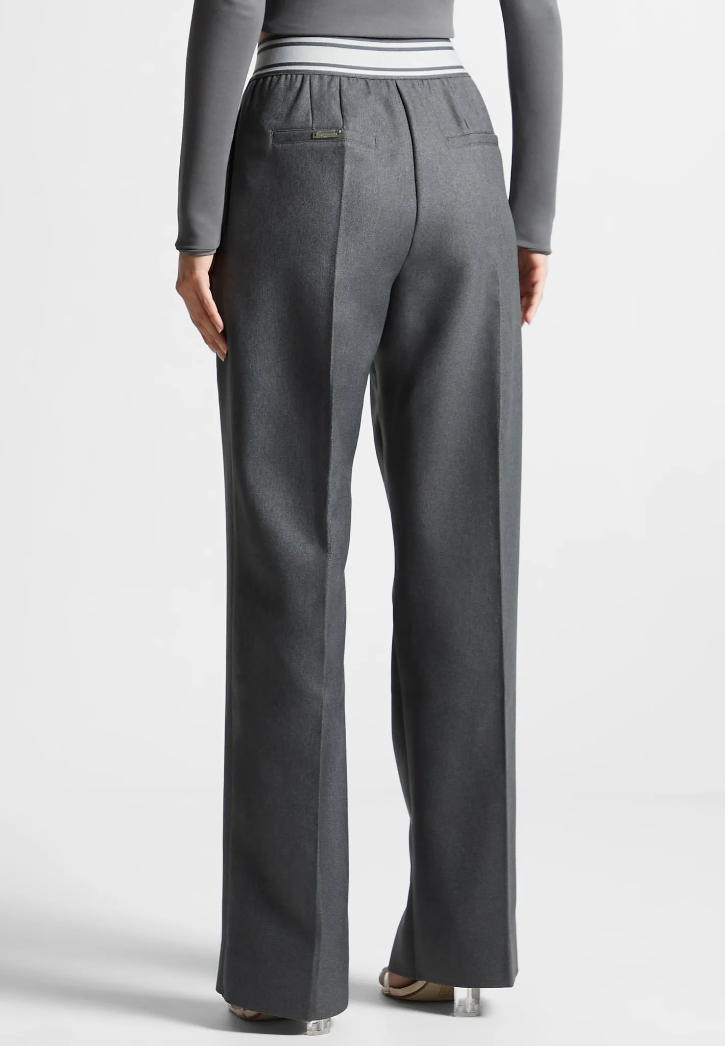 Elasticated Signature Pleated Trousers - Dark Grey