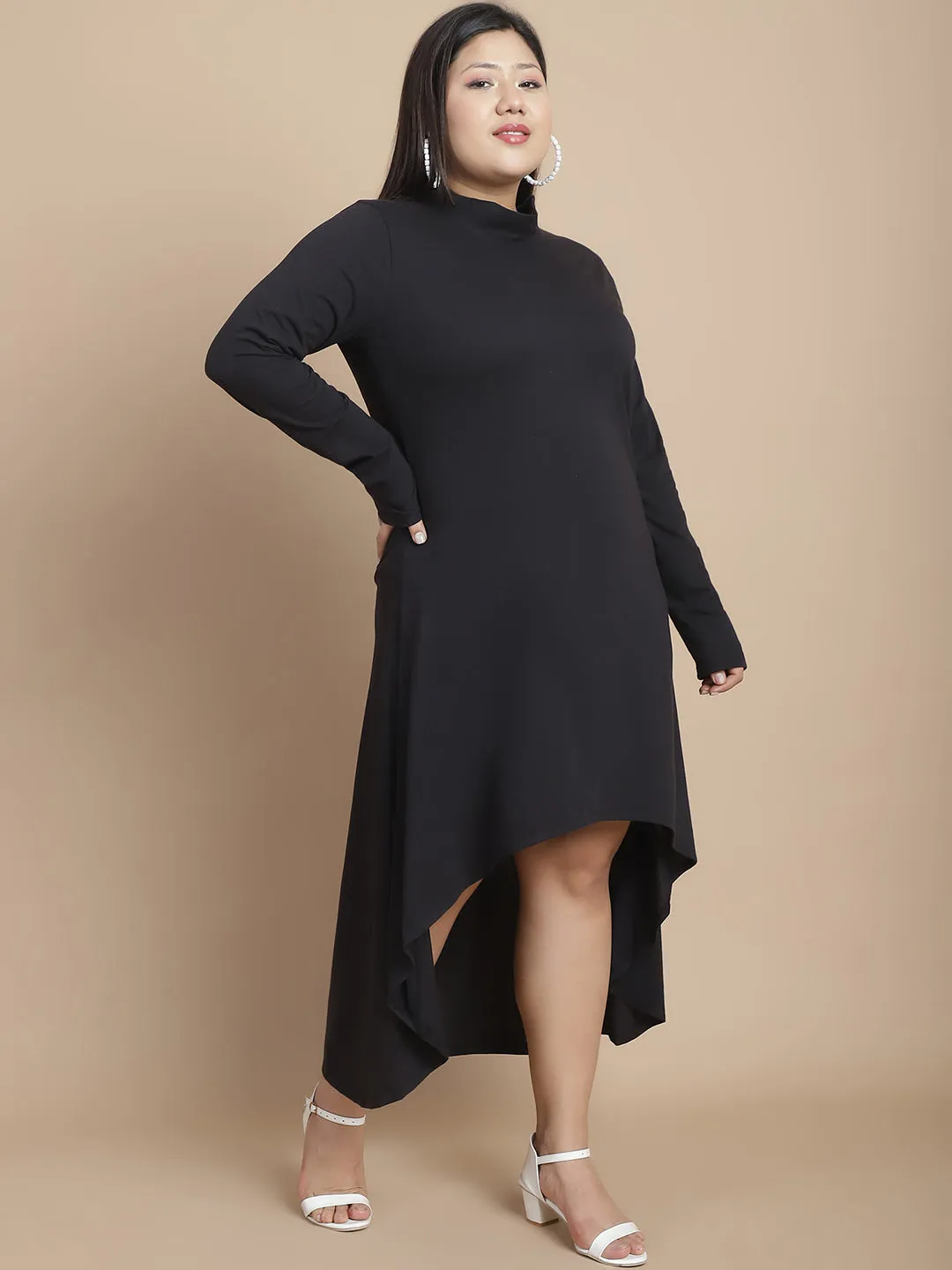 Elegant High-Low Cotton Jersey Dress