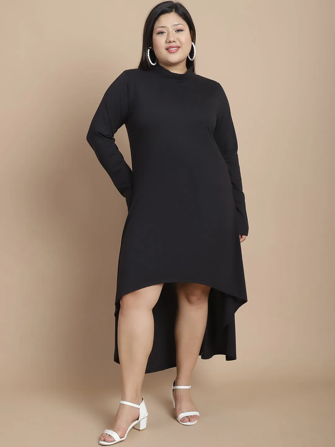 Elegant High-Low Cotton Jersey Dress