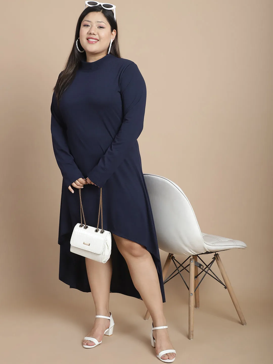 Elegant High-Low Cotton Jersey Dress