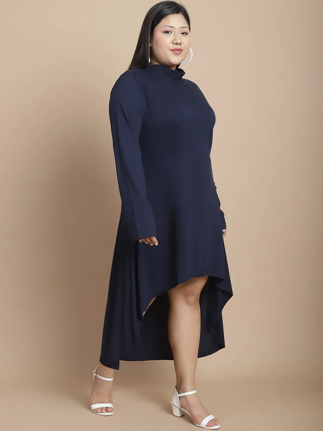 Elegant High-Low Cotton Jersey Dress