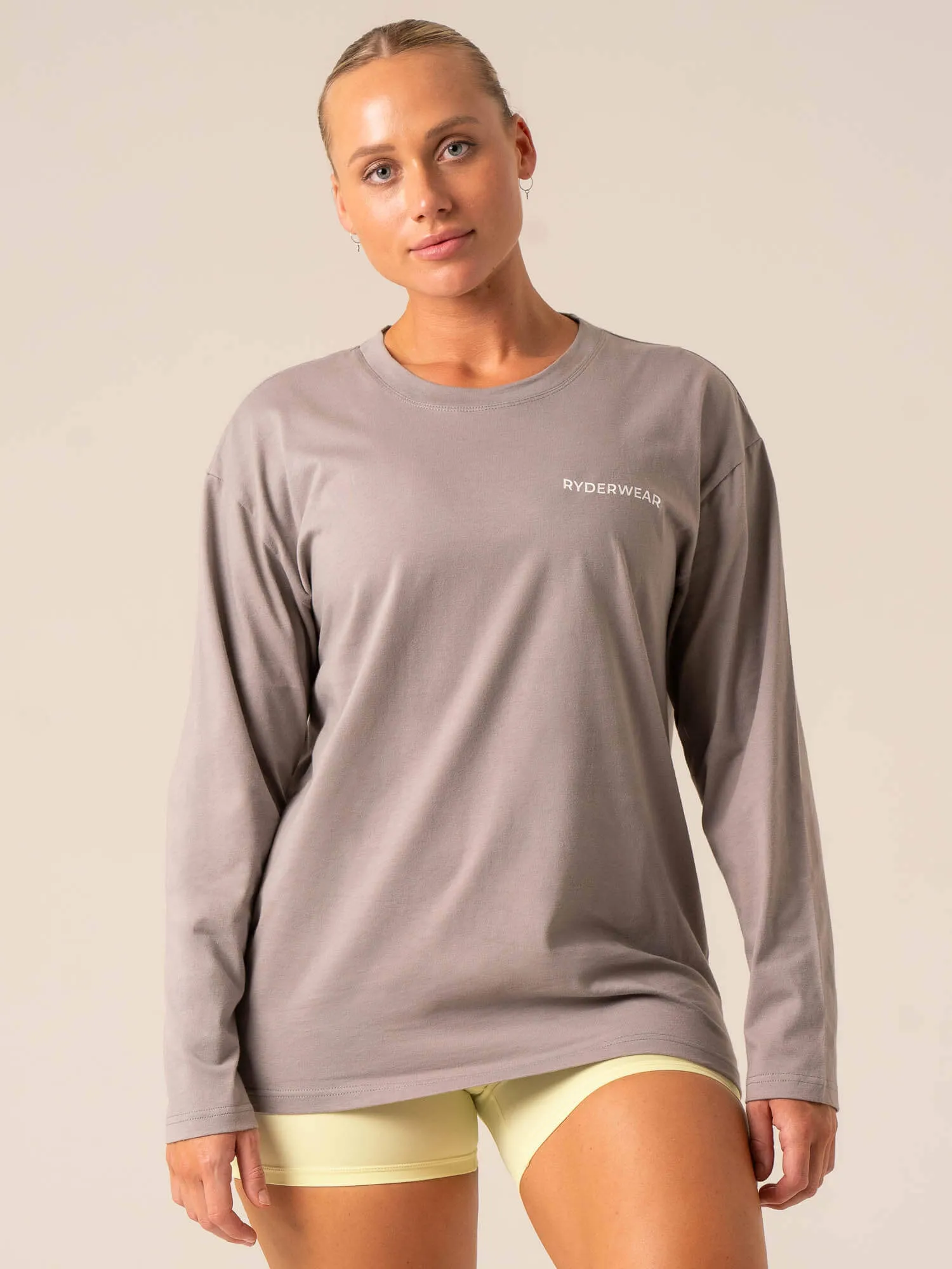 Embody Oversized Long Sleeve T-Shirt - Steel Grey