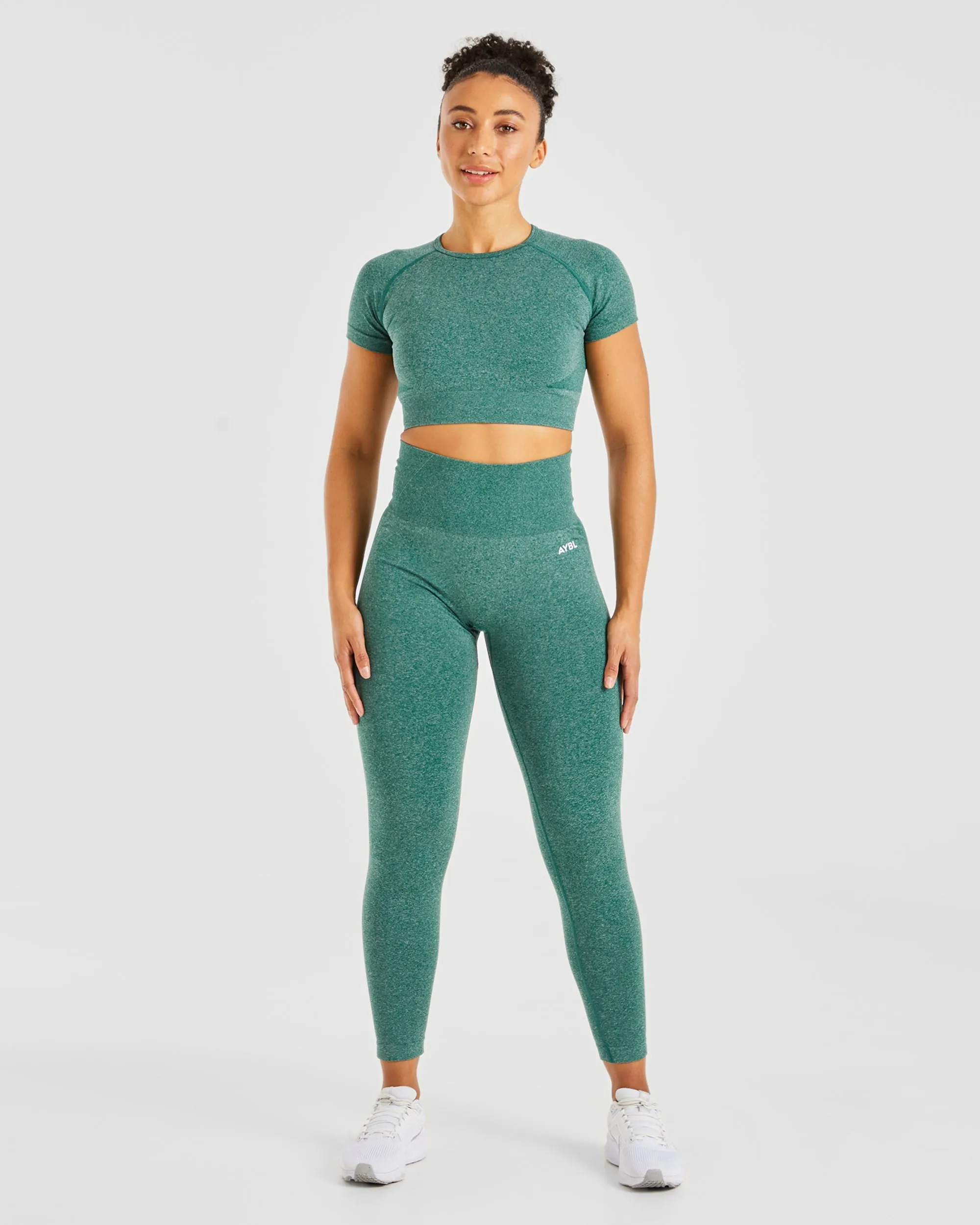 Empower Seamless Crop Top - Forest Green Marl