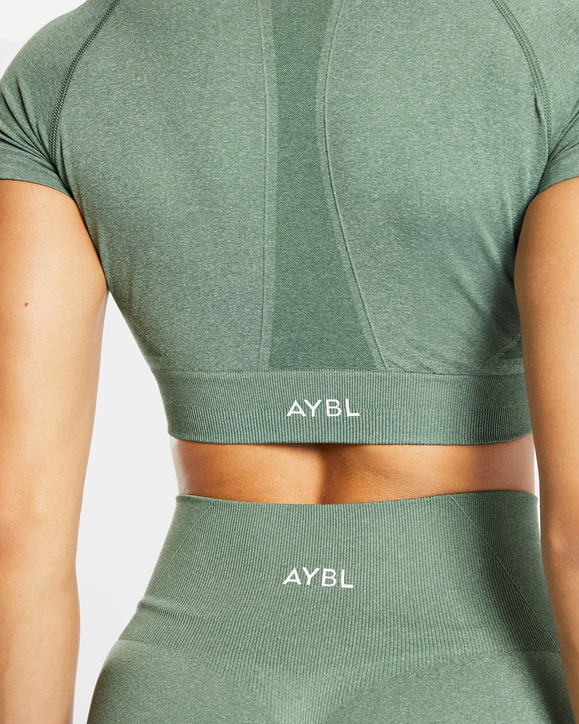 Empower Seamless Crop Top - Olive Marl