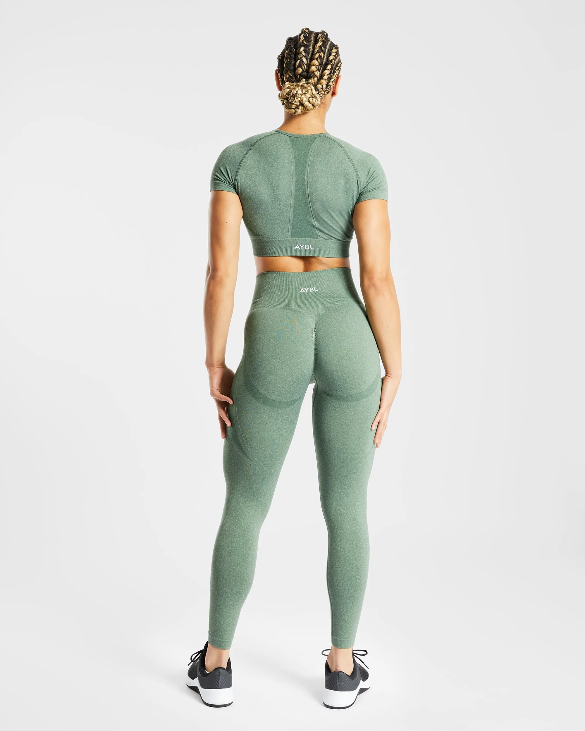 Empower Seamless Crop Top - Olive Marl