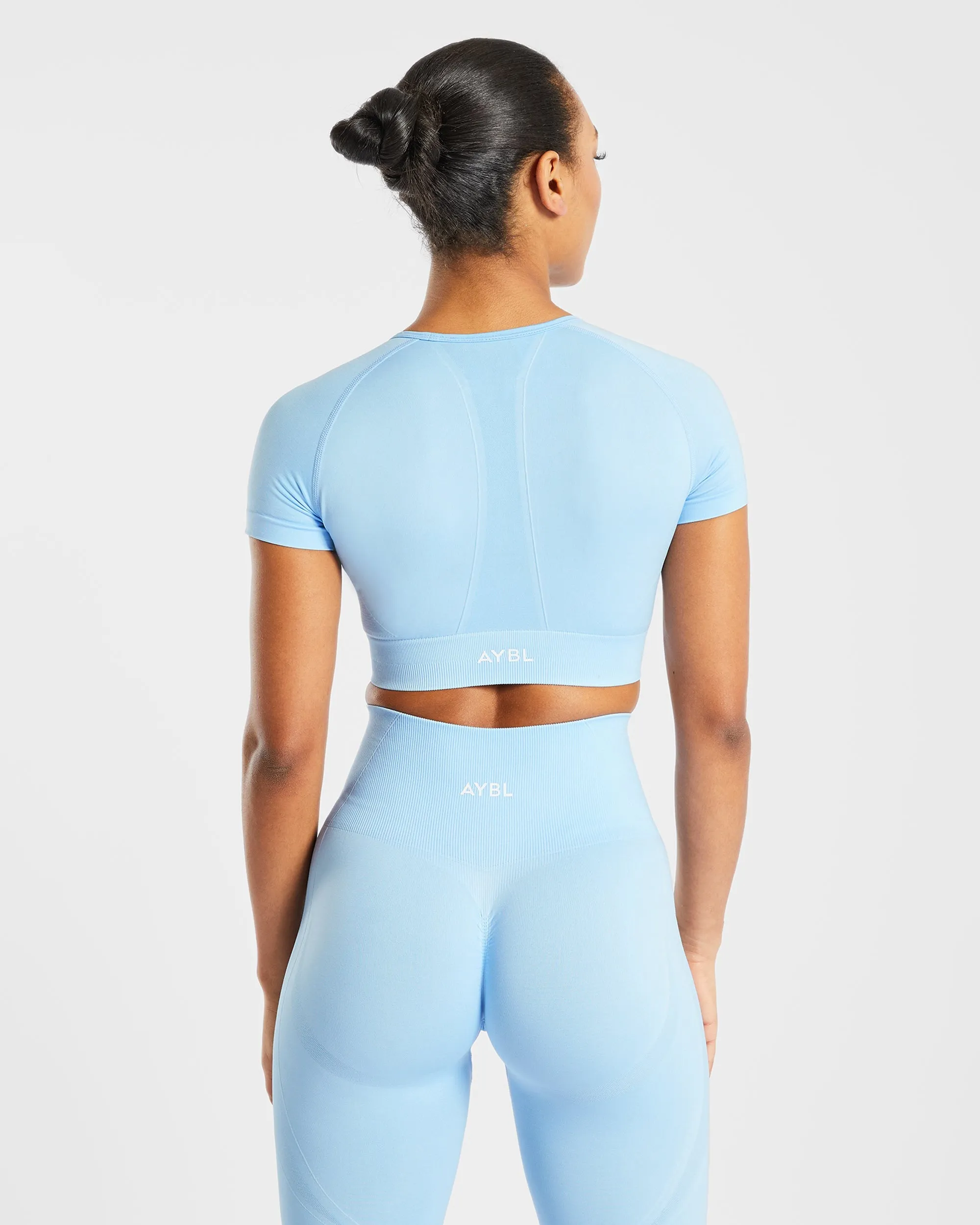 Empower Seamless Crop Top - Sky Blue