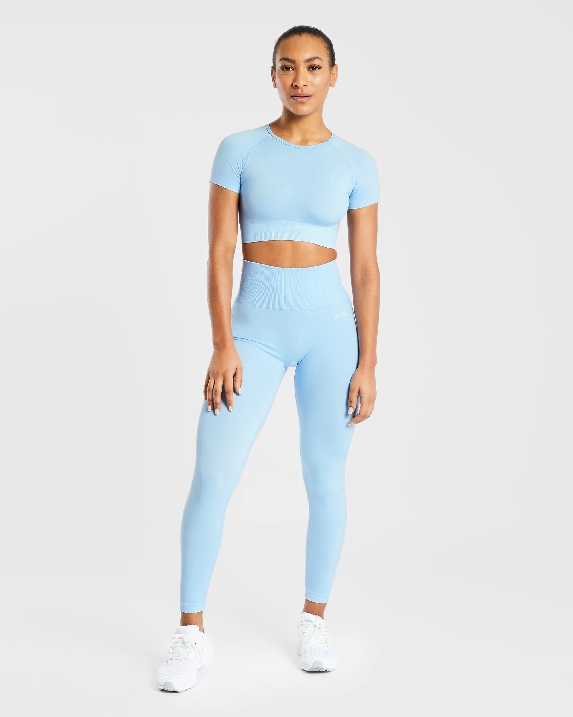 Empower Seamless Crop Top - Sky Blue