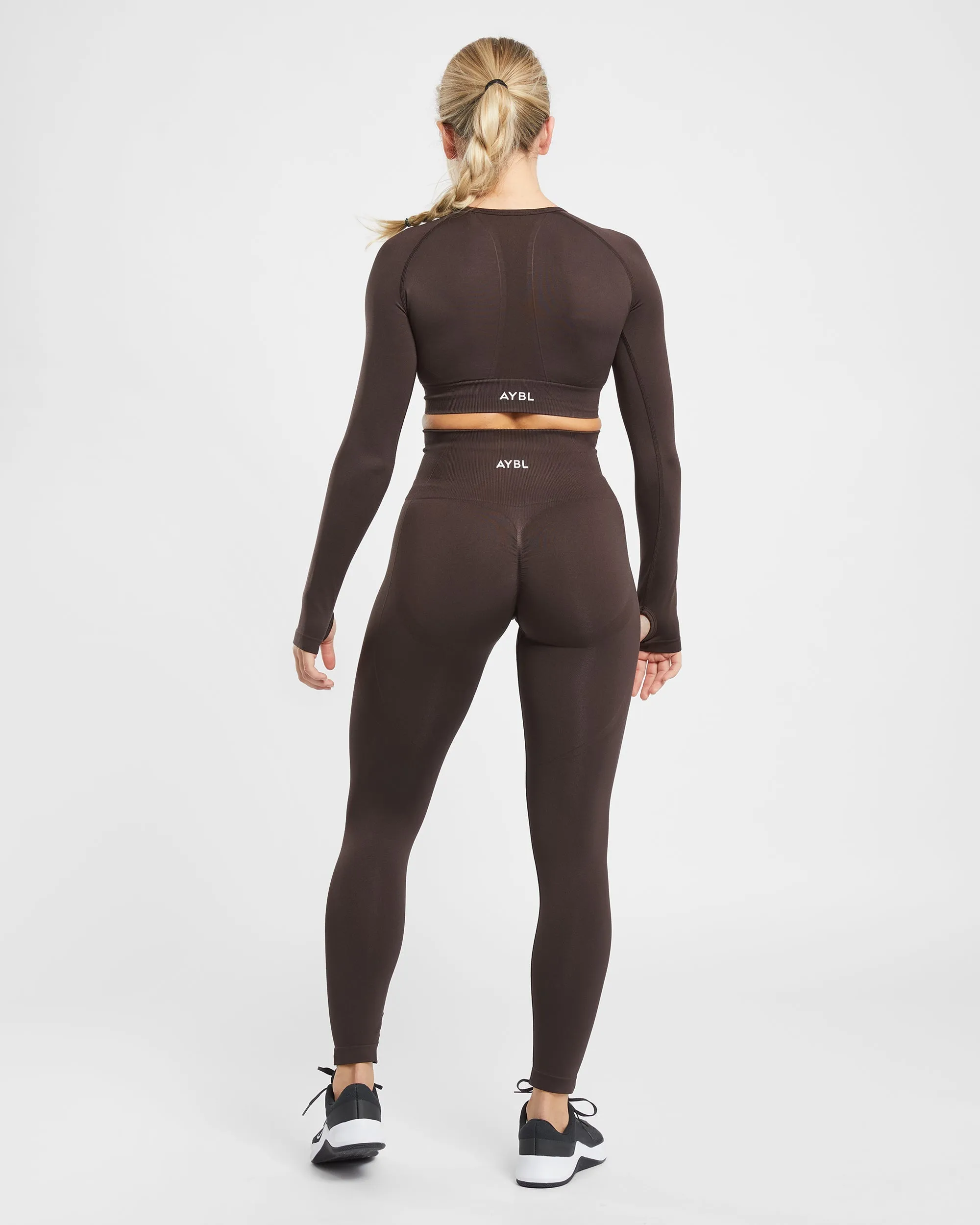 Empower Seamless Long Sleeve Crop Top - Cocoa Brown