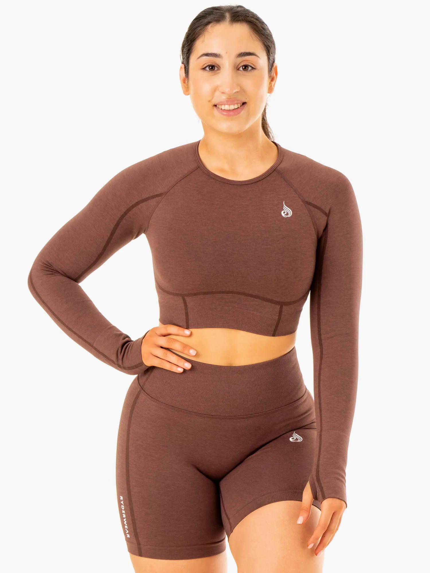 Enhance Seamless Long Sleeve Top - Chocolate