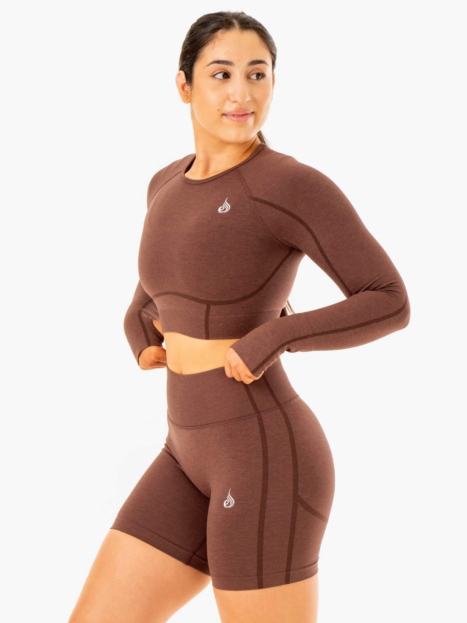 Enhance Seamless Long Sleeve Top - Chocolate