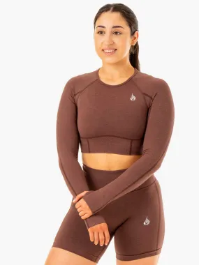 Enhance Seamless Long Sleeve Top - Chocolate