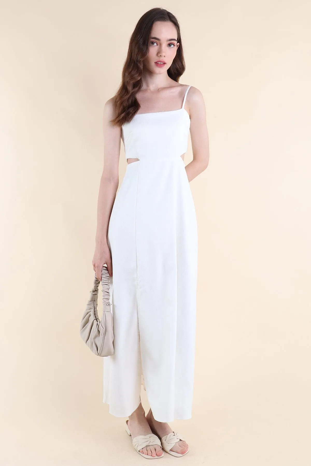 EVERLEY CUT-OUT SLIT MAXI DRESS IN WHITE