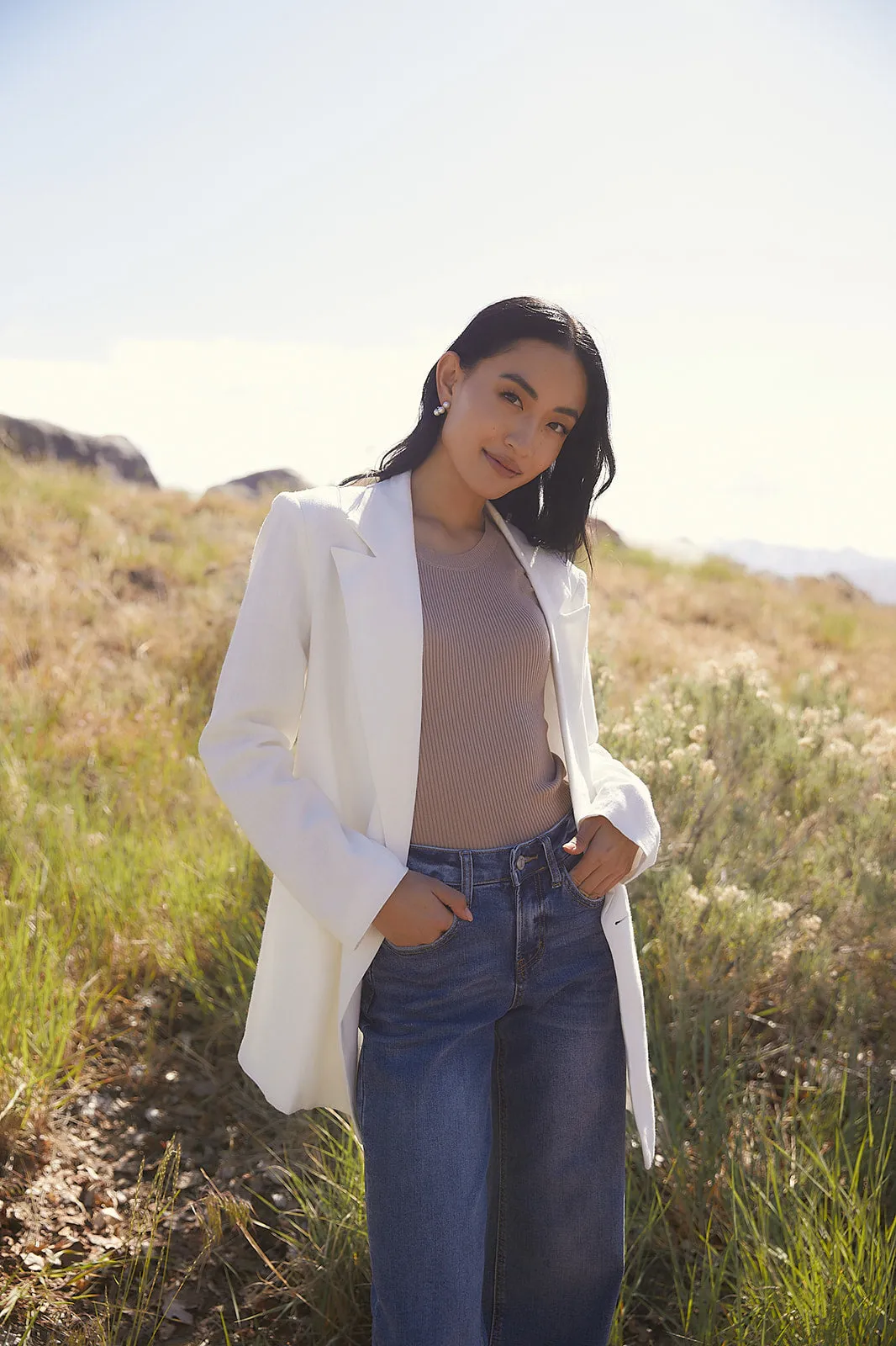 Eyes Closed White Cloud Blazer FINAL SALE