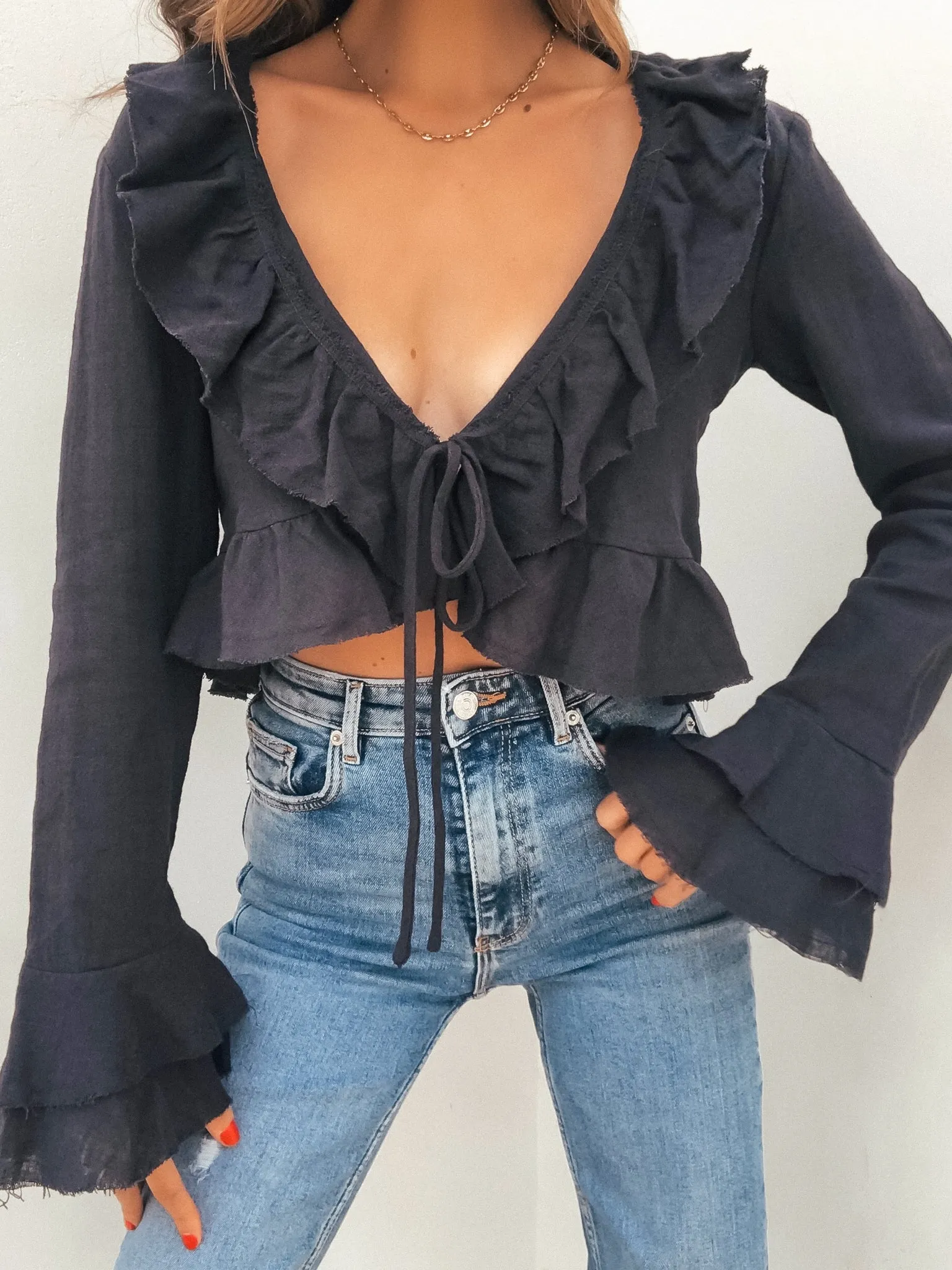 Eyes on You Ruffle Blouse - Final Sale