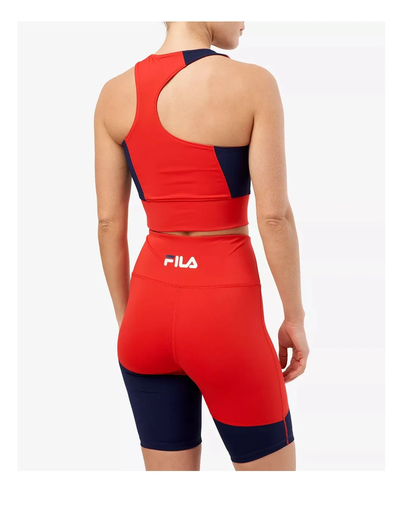 Fila Women's Millie Colorblocked Racerback Tank (Red/Navy, L)