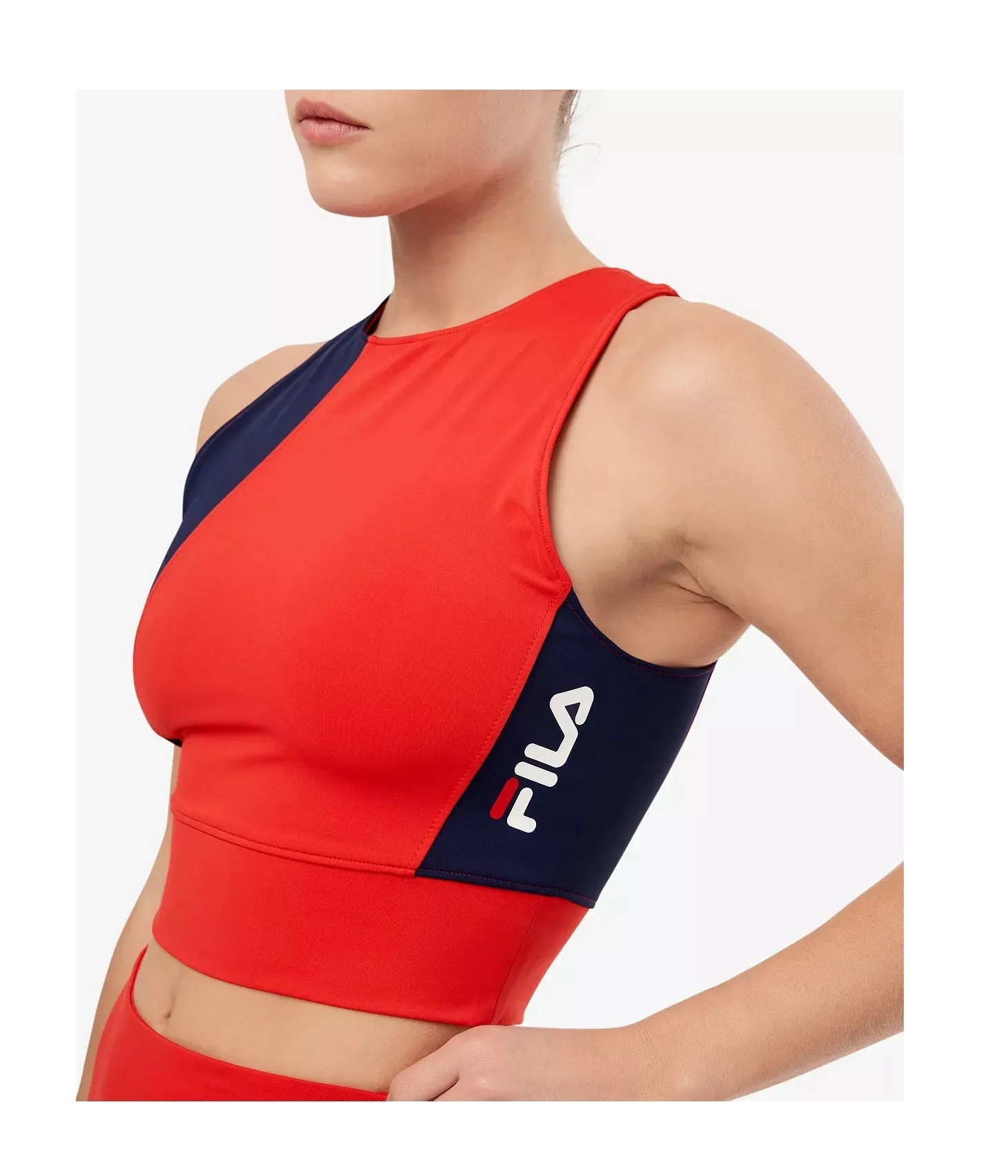 Fila Women's Millie Colorblocked Racerback Tank (Red/Navy, L)