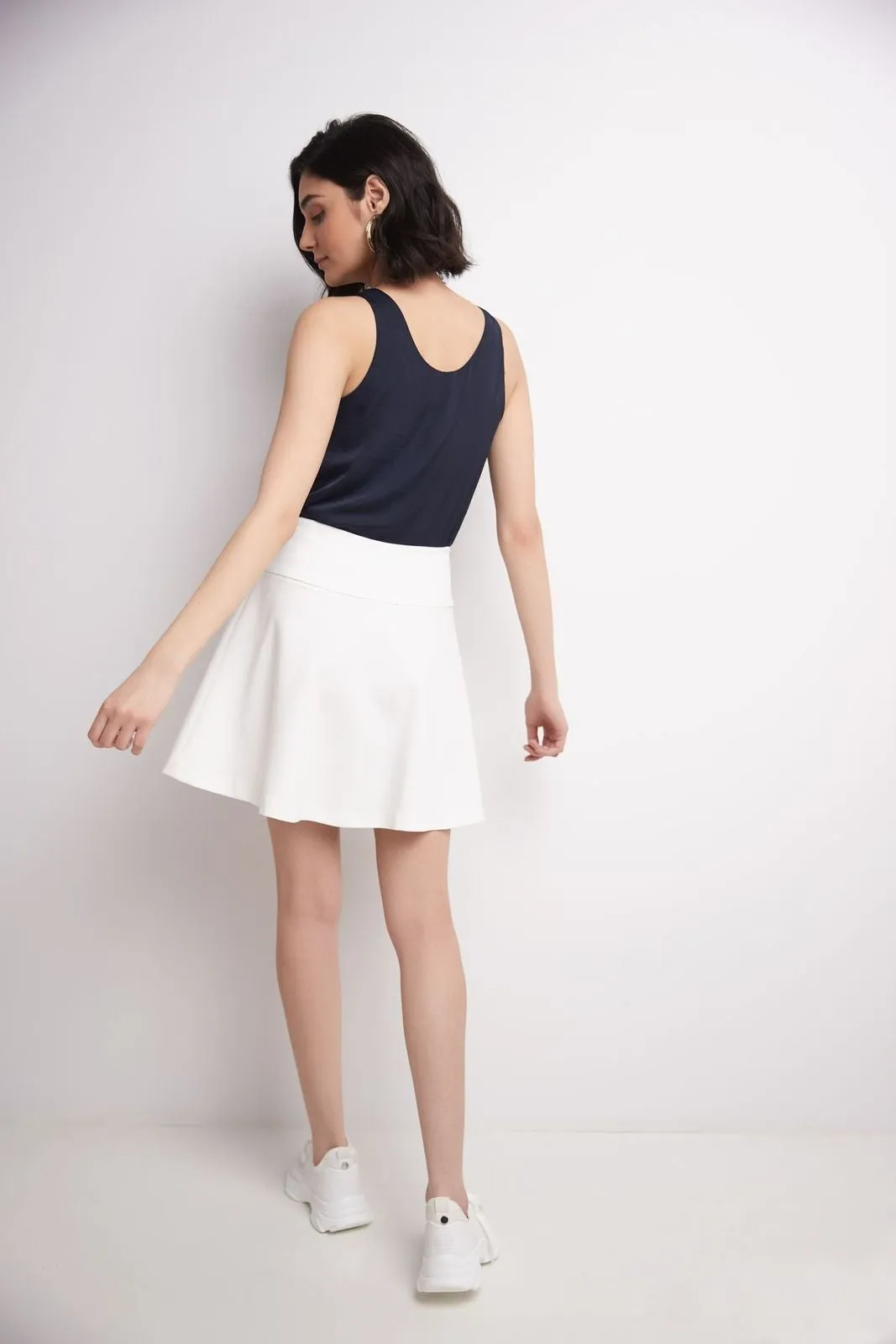 Fit-And-Flare Skirt with Wide Waistband