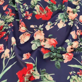 FS1045 Navy Floral Stretch Knit Fabric Navy