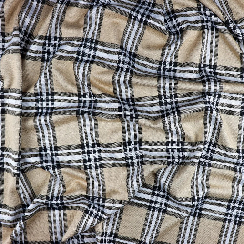 FS1097 Camel Tartan Jacquard Stretch Fabric