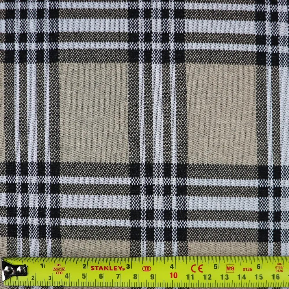 FS1097 Camel Tartan Jacquard Stretch Fabric