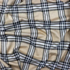 FS1097 Camel Tartan Jacquard Stretch Fabric