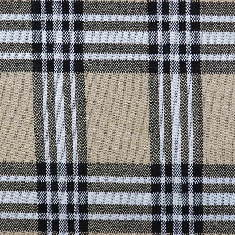 FS1097 Camel Tartan Jacquard Stretch Fabric