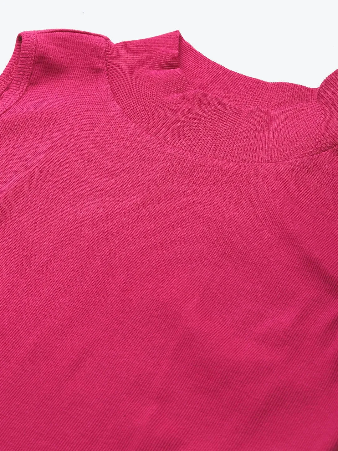 Fuchsia High Neck Crop Top