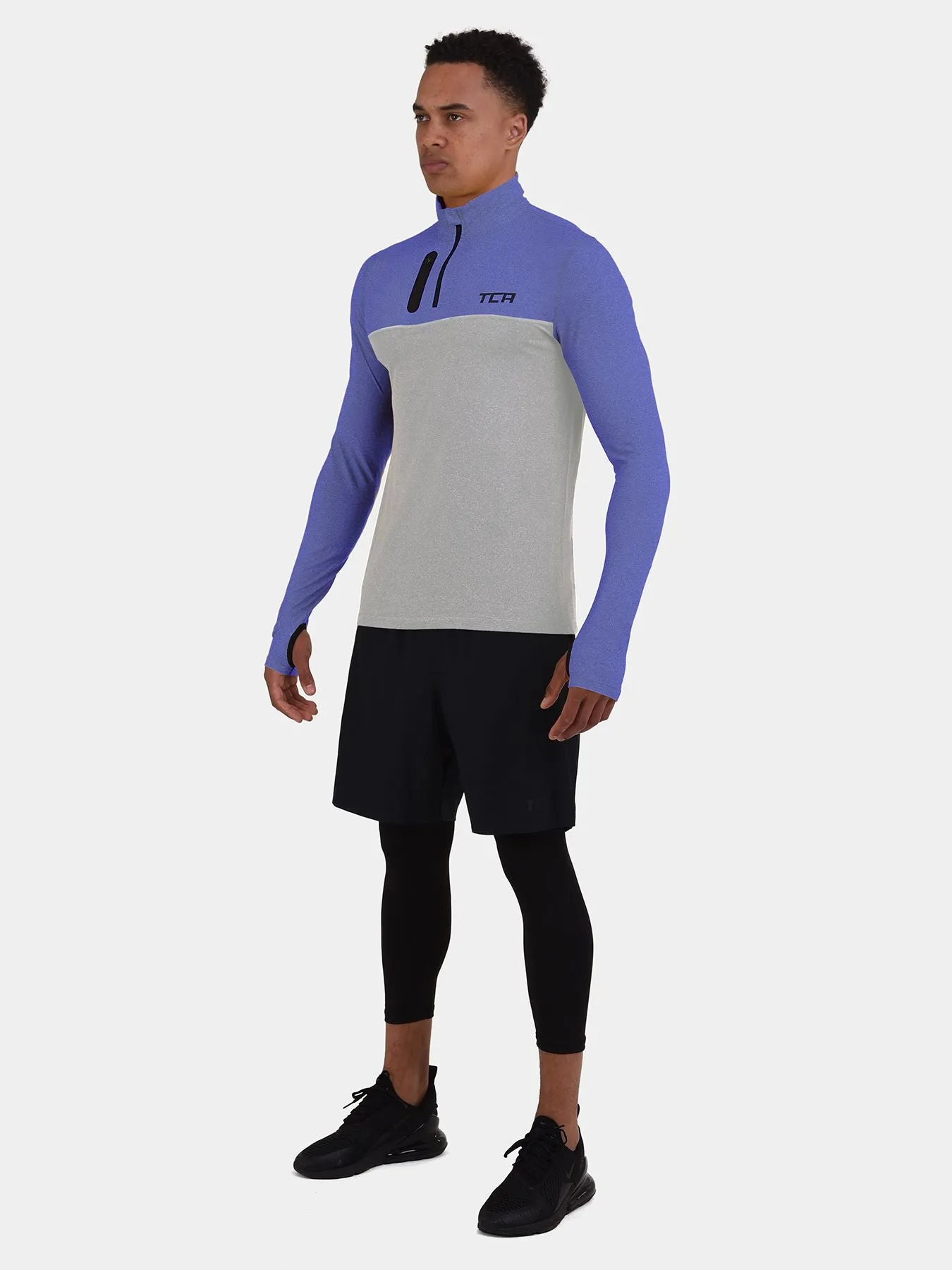 Fusion Half Zip Running Top For Men With Thumbholes & Chest Zip Pocket