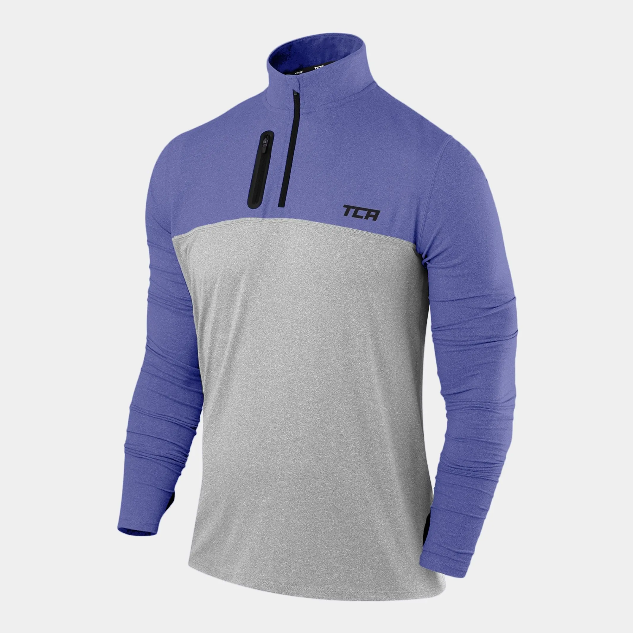 Fusion Half Zip Running Top For Men With Thumbholes & Chest Zip Pocket