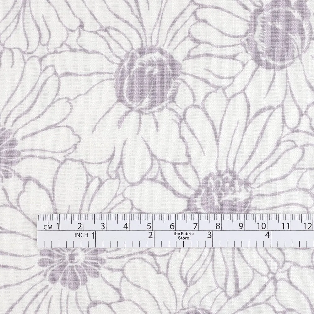 Gerbera Print Linen - Lilac Smoke