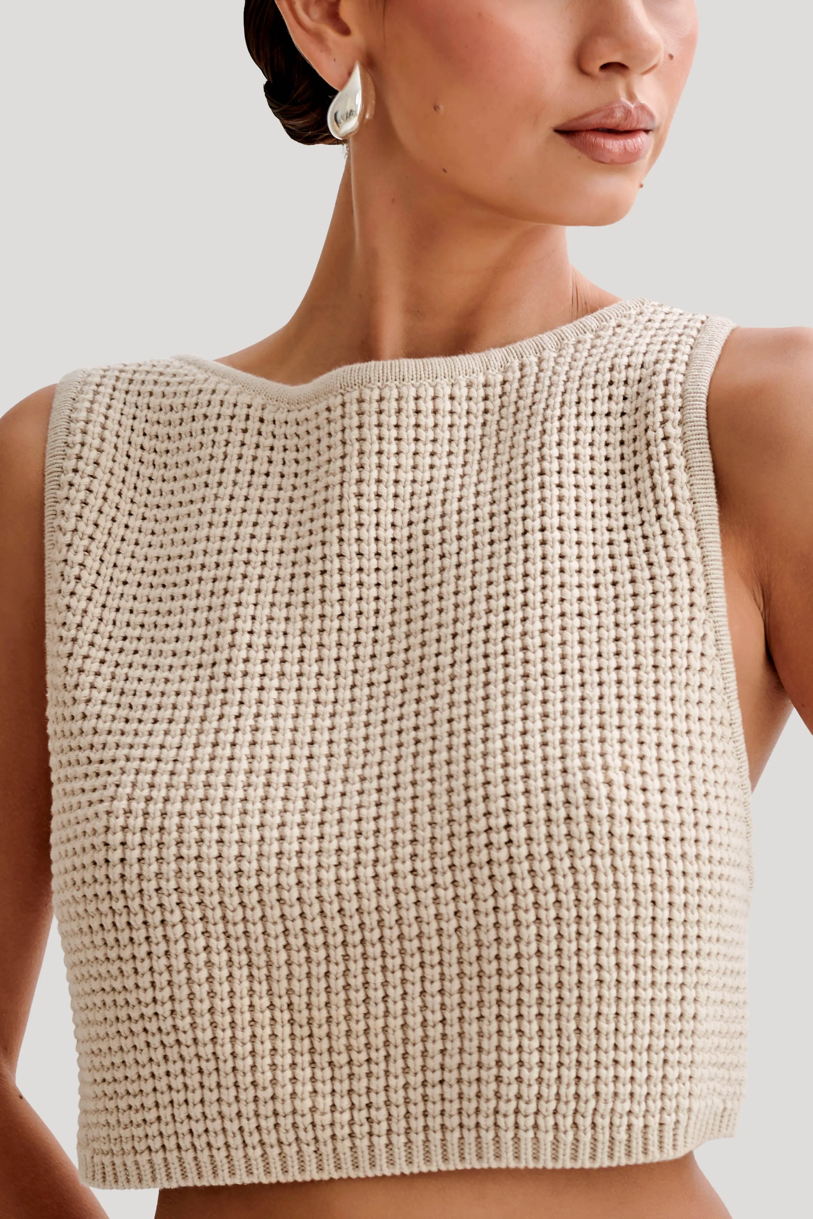 Gianni Sleeveless Knit Top - Natural