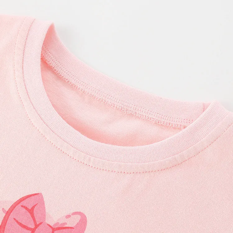 Girls Cute Cat Print Full Sleeve Top, Pink