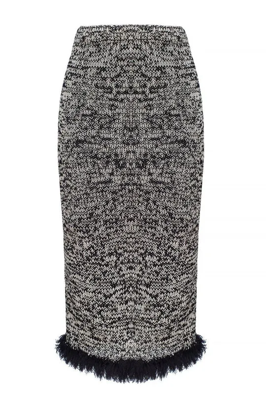 Grey Knit Skirt Dress with Feather Hem