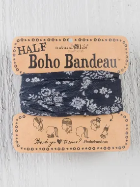 Half Boho Bandeau® Headband - Black Cream Floral