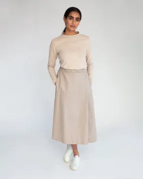 Halle Organic Cotton & Tencel Skirt In Taupe