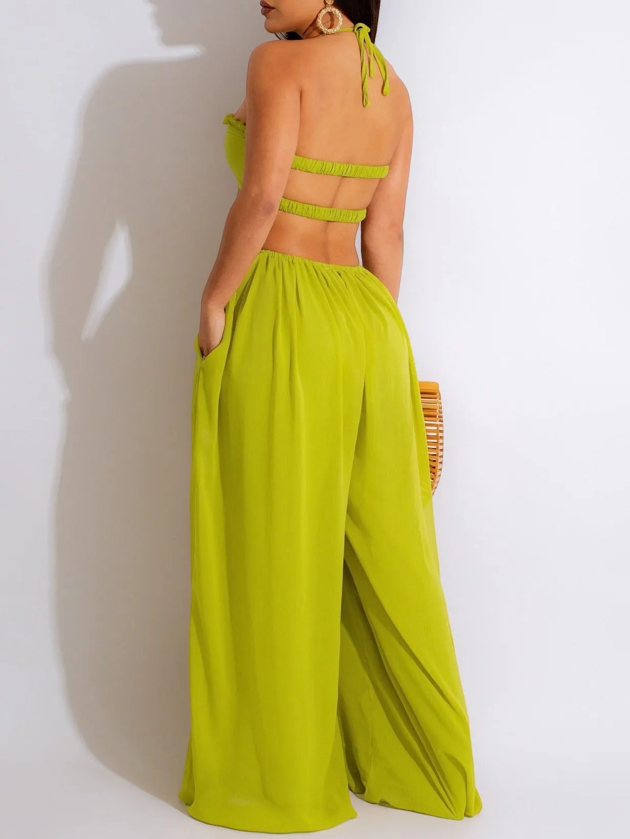 Halter Tube Top Backless Wide Leg Jumpsuits