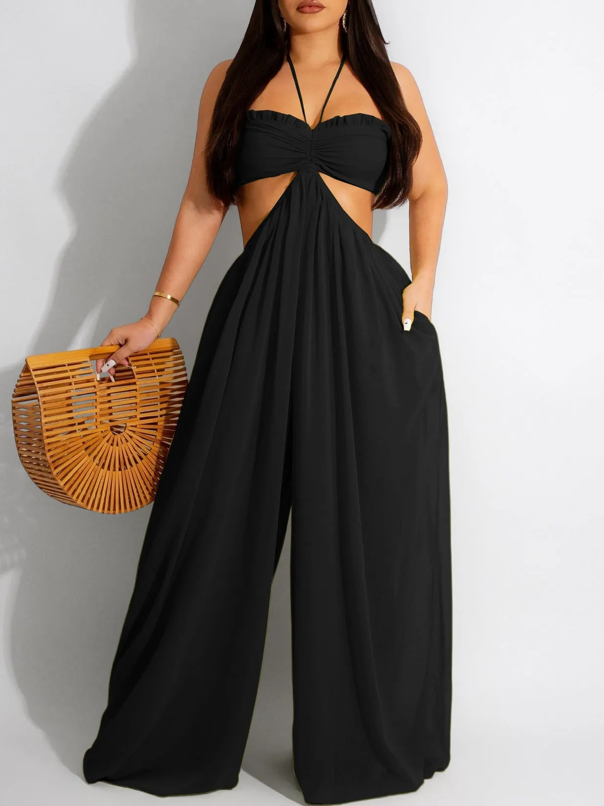 Halter Tube Top Backless Wide Leg Jumpsuits