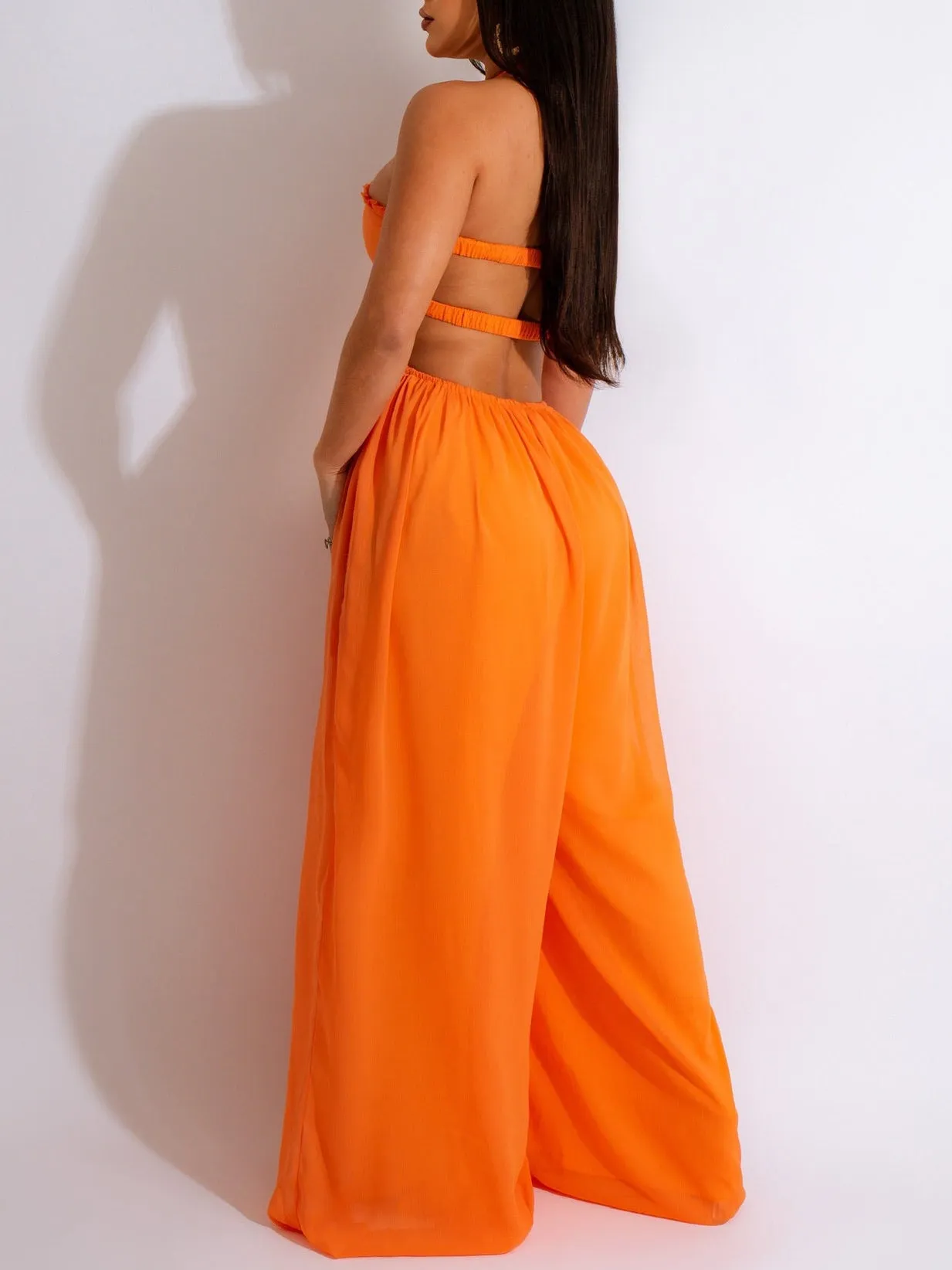 Halter Tube Top Backless Wide Leg Jumpsuits